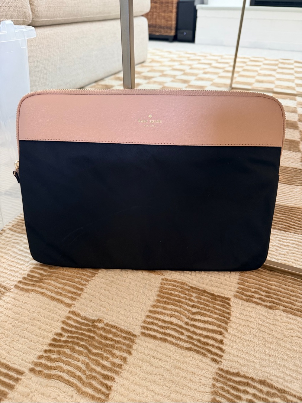 kate spade Black and Blush Pink Laptop Sleeve